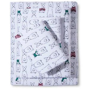 Rabbits Bunnies in Sweaters Flannel Sheet Set King